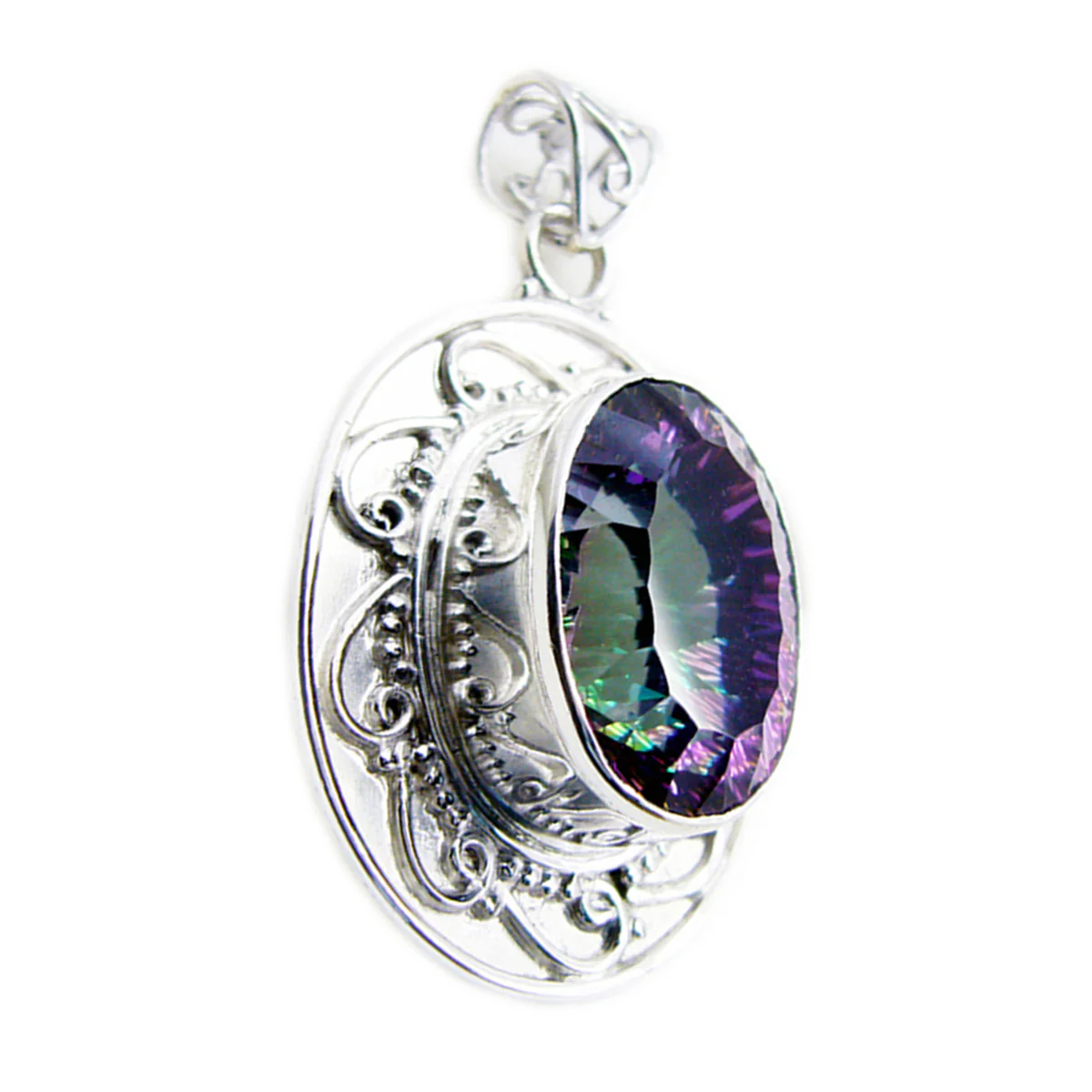 Mystic Quartz Statement American Silver Solitaire Addison Rope-Wire multicolor Pendant Jewelry - Image 3