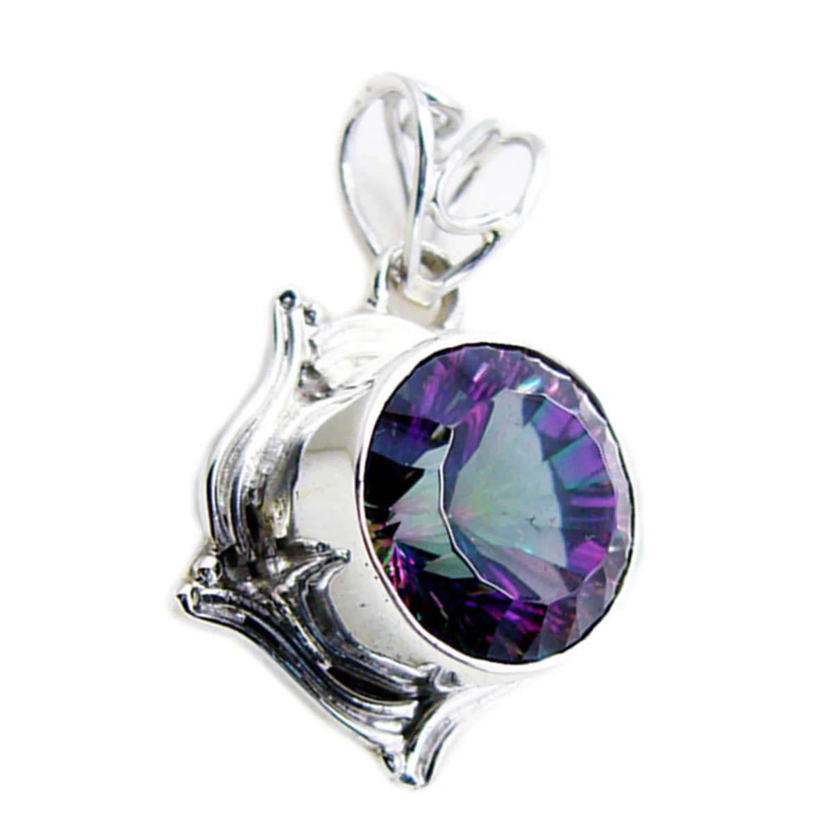Mystic Quartz Statement Egyptian 925 Silver Solitaire Emily Rope-Wire multicolor Pendant Jewelry - Image 3
