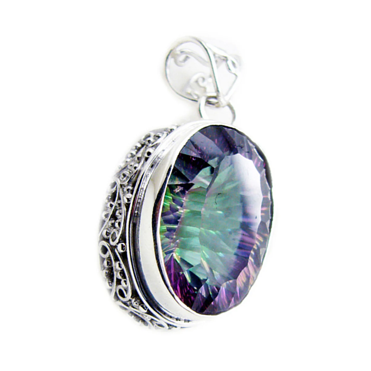 Mystic Quartz Statement Egyptian 925 Silver Solitaire Isadora Rope-Wire multicolor Pendant Jewelry - Image 3