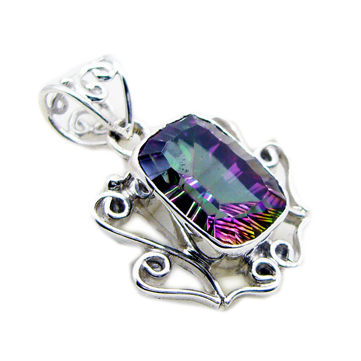 Mystic Quartz Statement Egyptian 925 Silver Solitaire Lea Rope-Wire multicolor Pendant Jewelry - Image 2