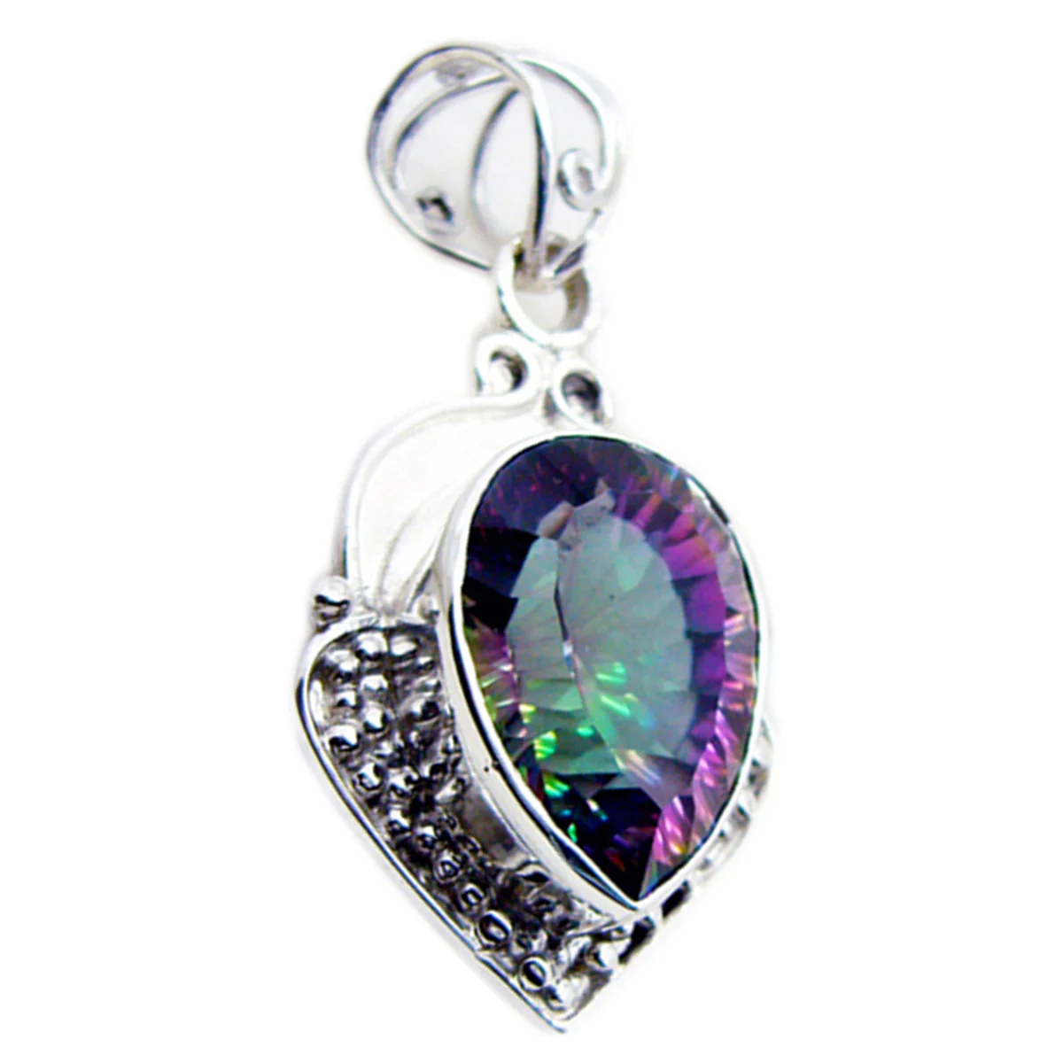 Mystic Quartz Statement Moroccan 92.5 Silver Solitaire Ida Rope-Wire multicolor Pendant Jewellery - Image 3
