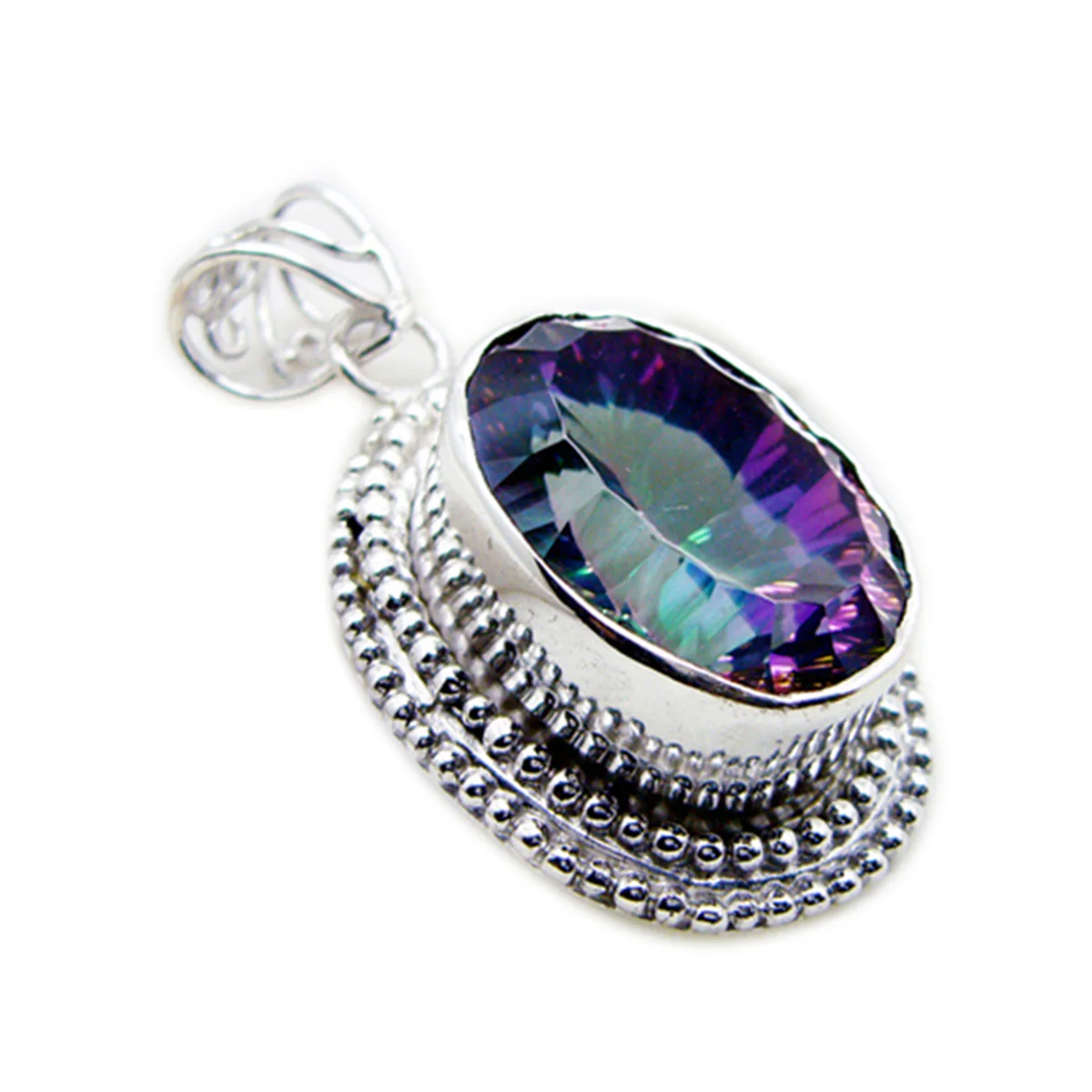 Mystic Quartz Statement Turkish 92.5 Silver Solitaire Abigail Rope-Wire multicolor Pendant Jewellery - Image 2