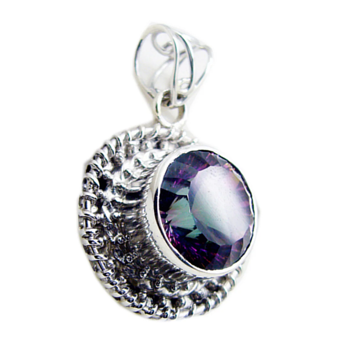 Mystic Quartz Statement Turkish 92.5 Silver Solitaire Emma Rope-Wire multicolor Pendant Jewellery - Image 3