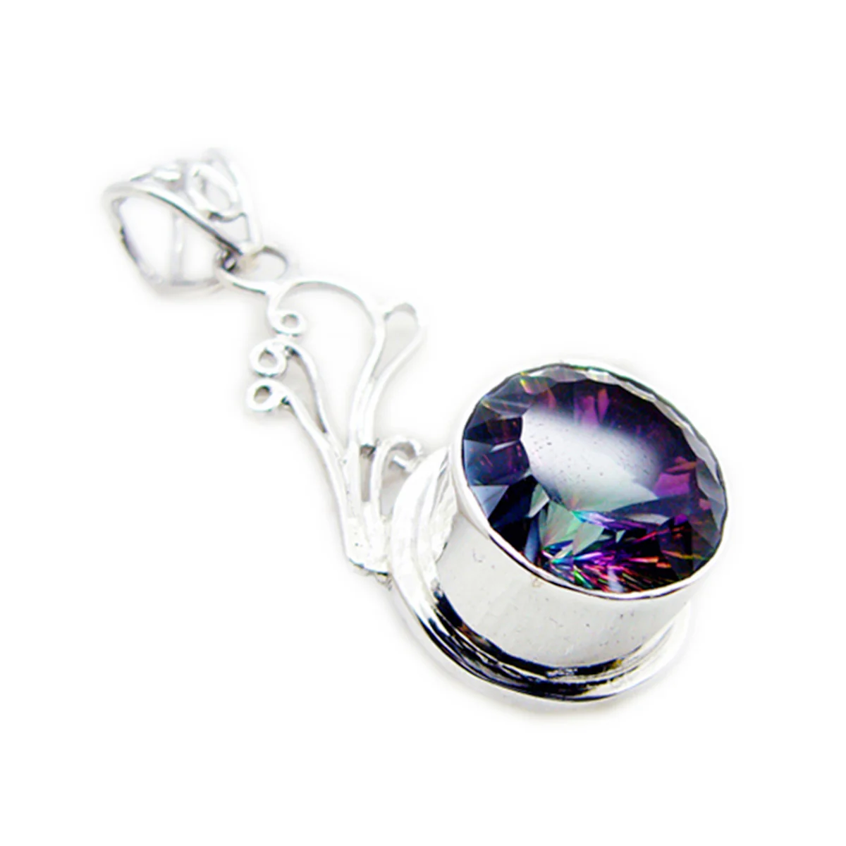 Mystic Quartz Statement Turkish 925 Silver Solitaire Greta Rope-Wire multicolor Pendant Jewelry - Image 2