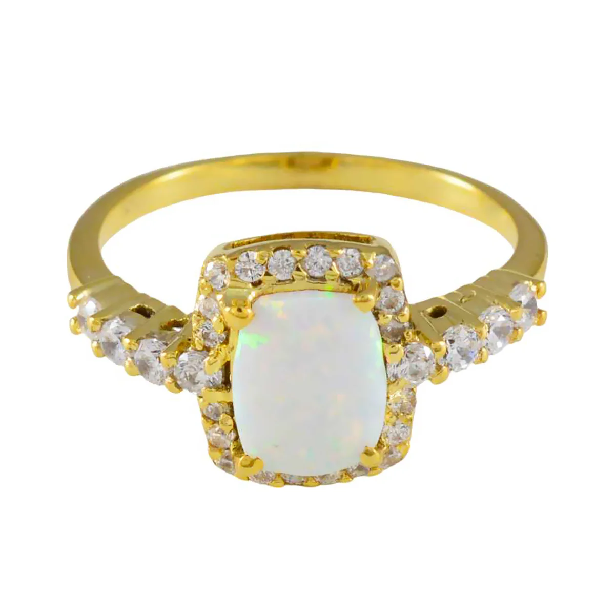 Opal CZ Halo Latin American 925 Silver White Gemstone Minimalist Trendy Ring Jewellery