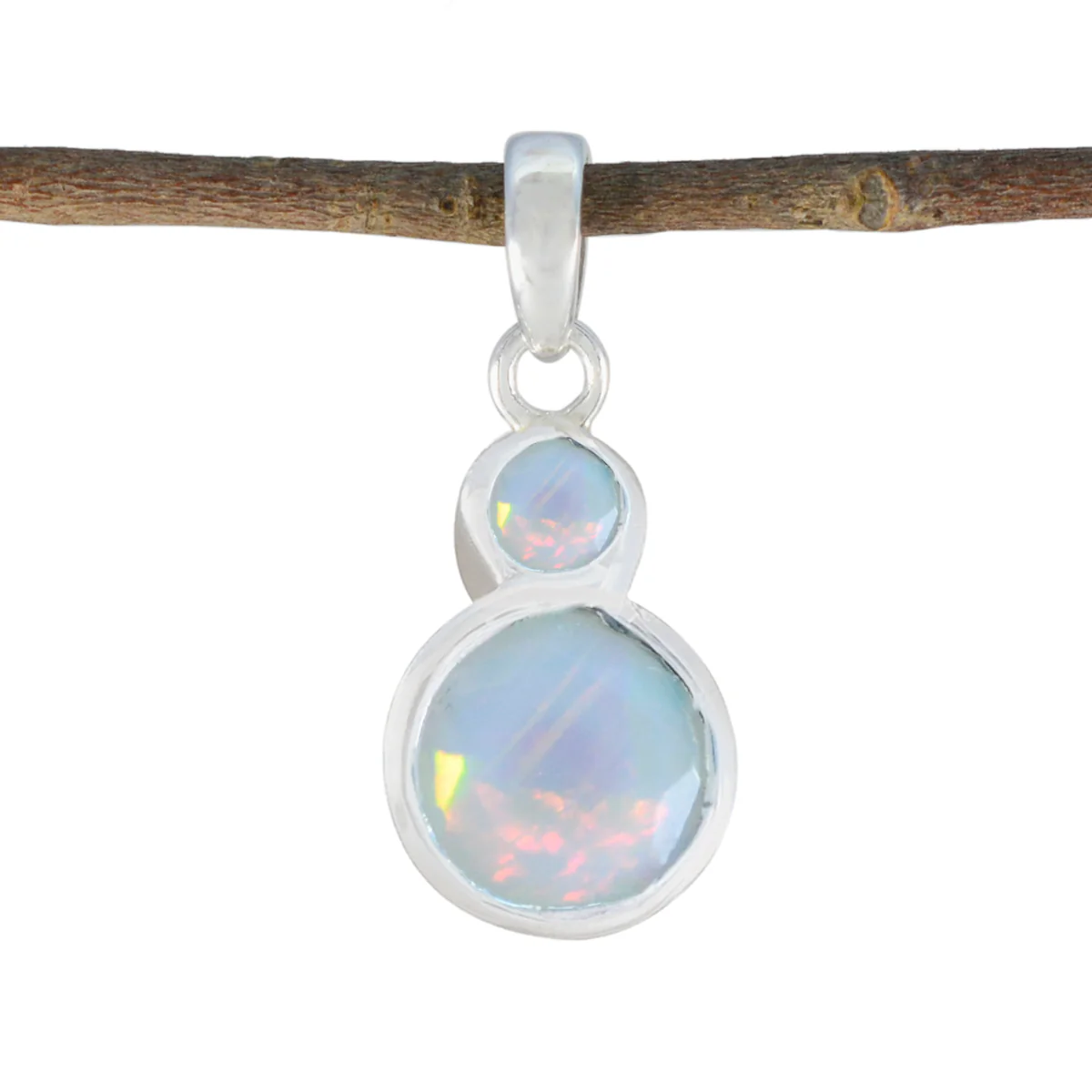 Opal Dainty Moroccan 92.5 Silver Toi et Moi Claire Feminine White Pendant Jewellery