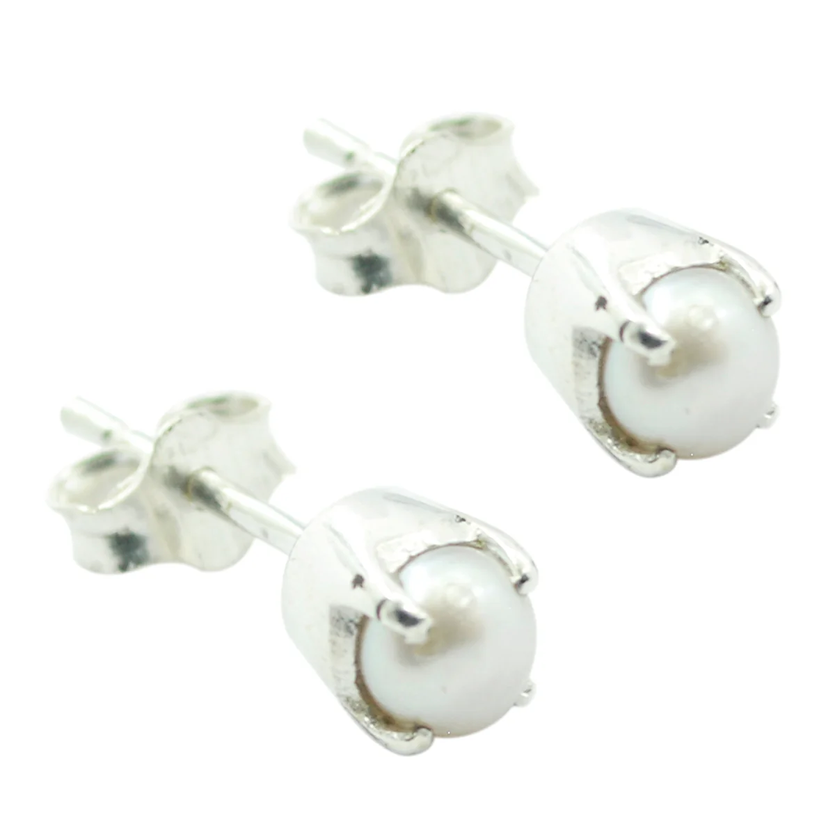 Pearl Egyptian Clara Solitaire Stud White 92.5 Silver Earring - Image 3