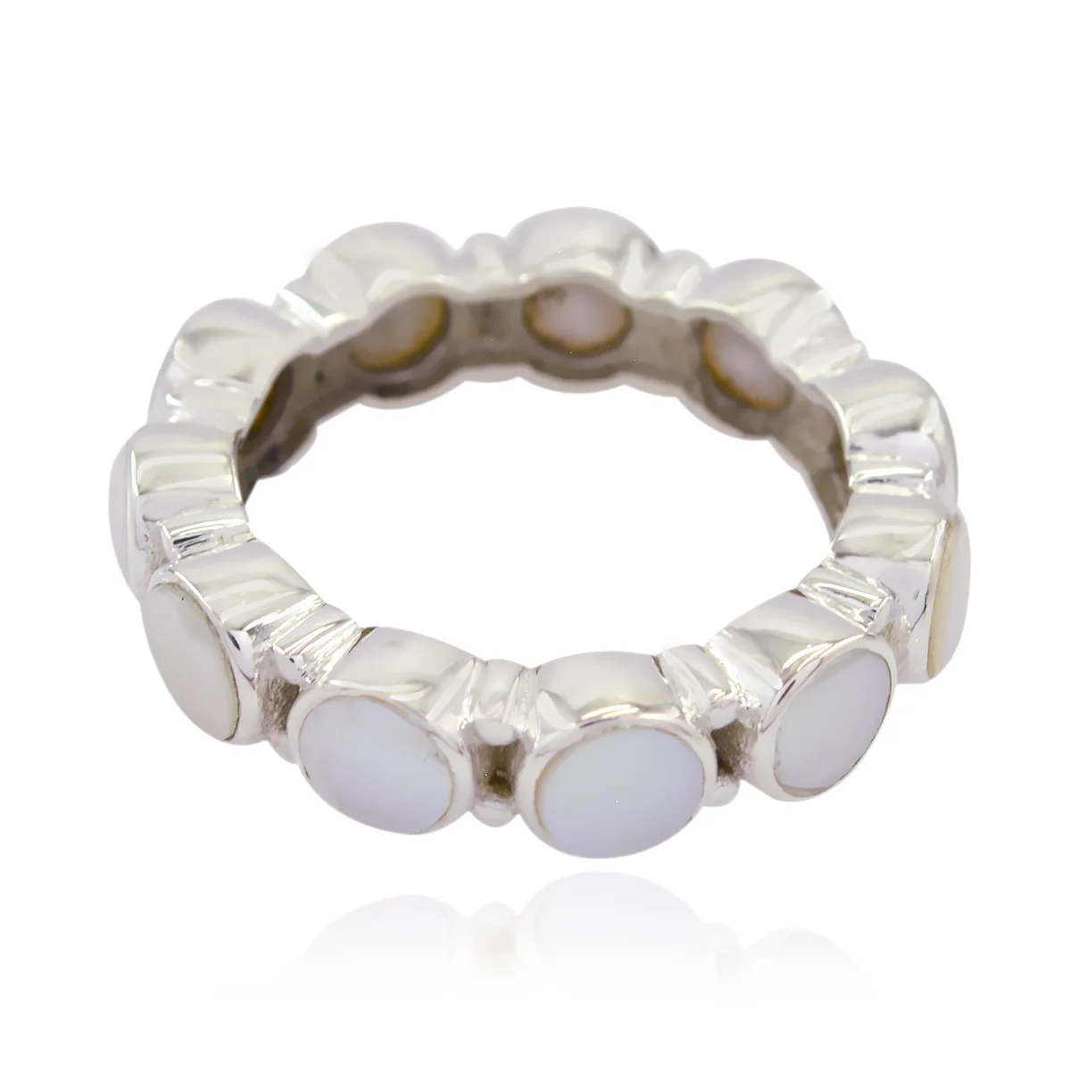 Pearl multiple French 925 Sterling Silver White Gemstones Classic Eternity Band Jewelry - Image 3
