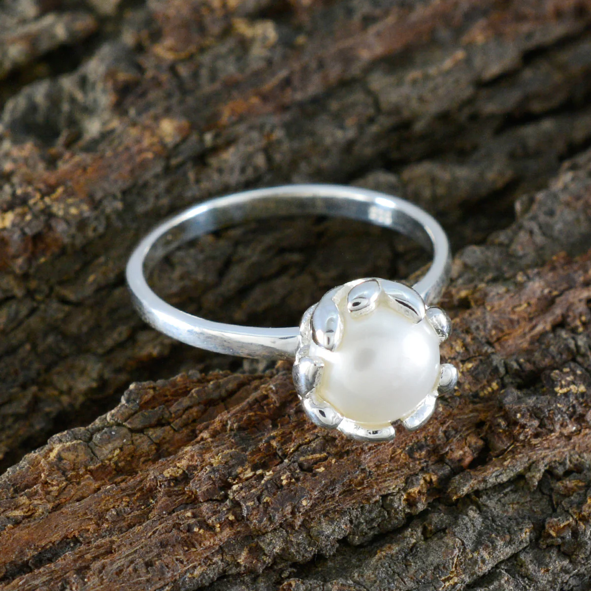 Pearl Solitaire American Sterling Silver White Gemstones Whisper-thin Romantic Ring Jewellery - Image 3