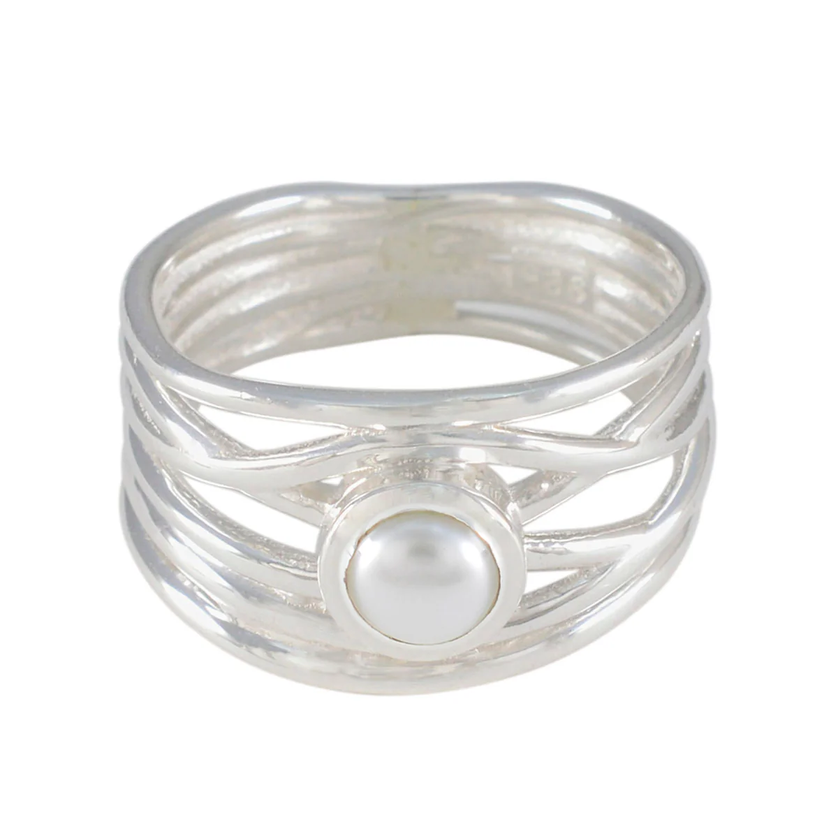 Pearl Solitaire Australian Sterling Silver White Gems Eye-catching Rope-Wire Band Jewelry