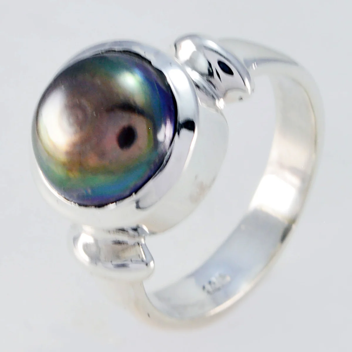 Pearl Solitaire Egyptian 92.5 Silver White Gemstones Slim Modern Ring Jewellery - Image 2