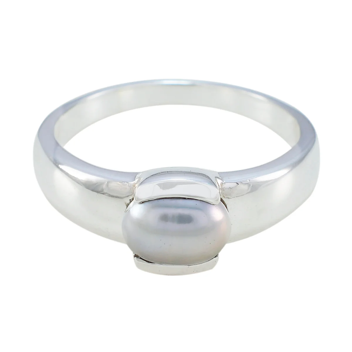Pearl Solitaire French 925 Sterling Silver White Gems Eye-catching propsel Ring Jewelry
