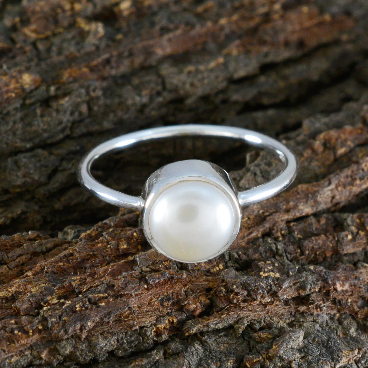 Pearl Solitaire Korean Silver White Gems Dainty Abstract Ring Jewelry - Image 3