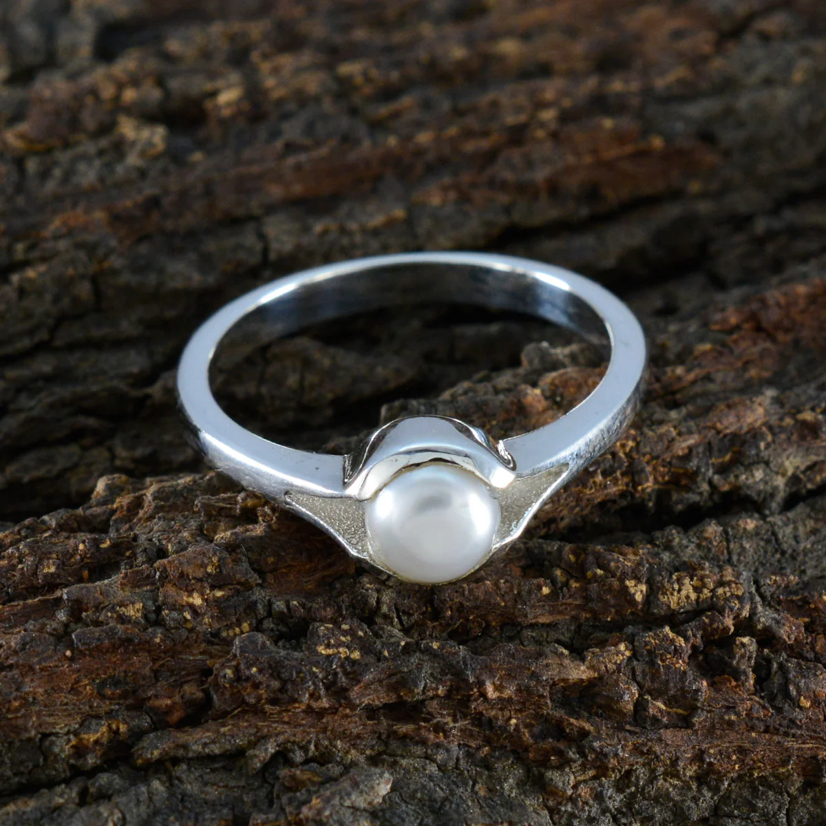 Pearl Solitaire Moroccan Sterling Silver White Gemstones Featherlight Abstract Ring Jewelry - Image 3