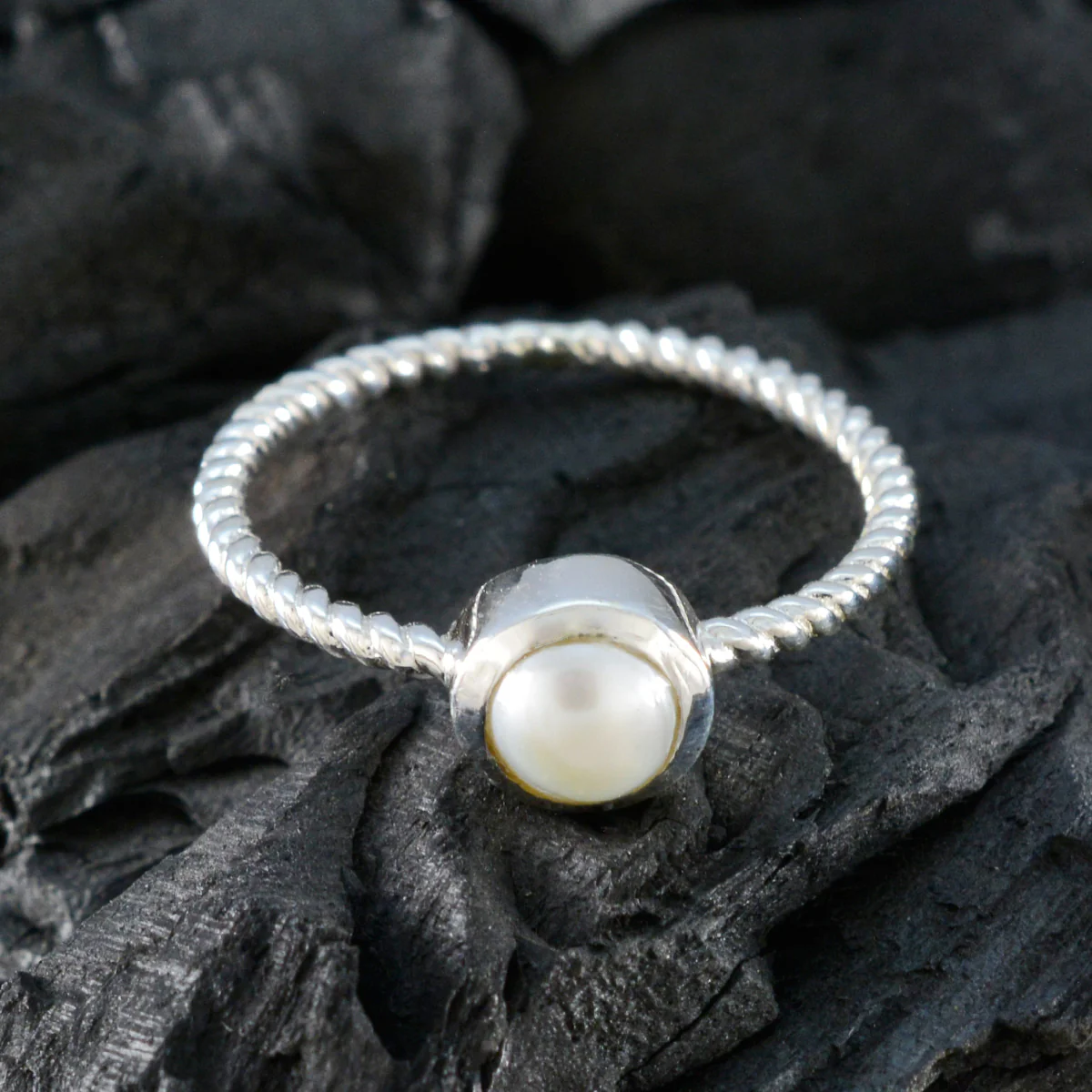 Pearl Solitaire Turkish 925 Silver White Gems Delicate Glamorous Ring Jewellery - Image 4