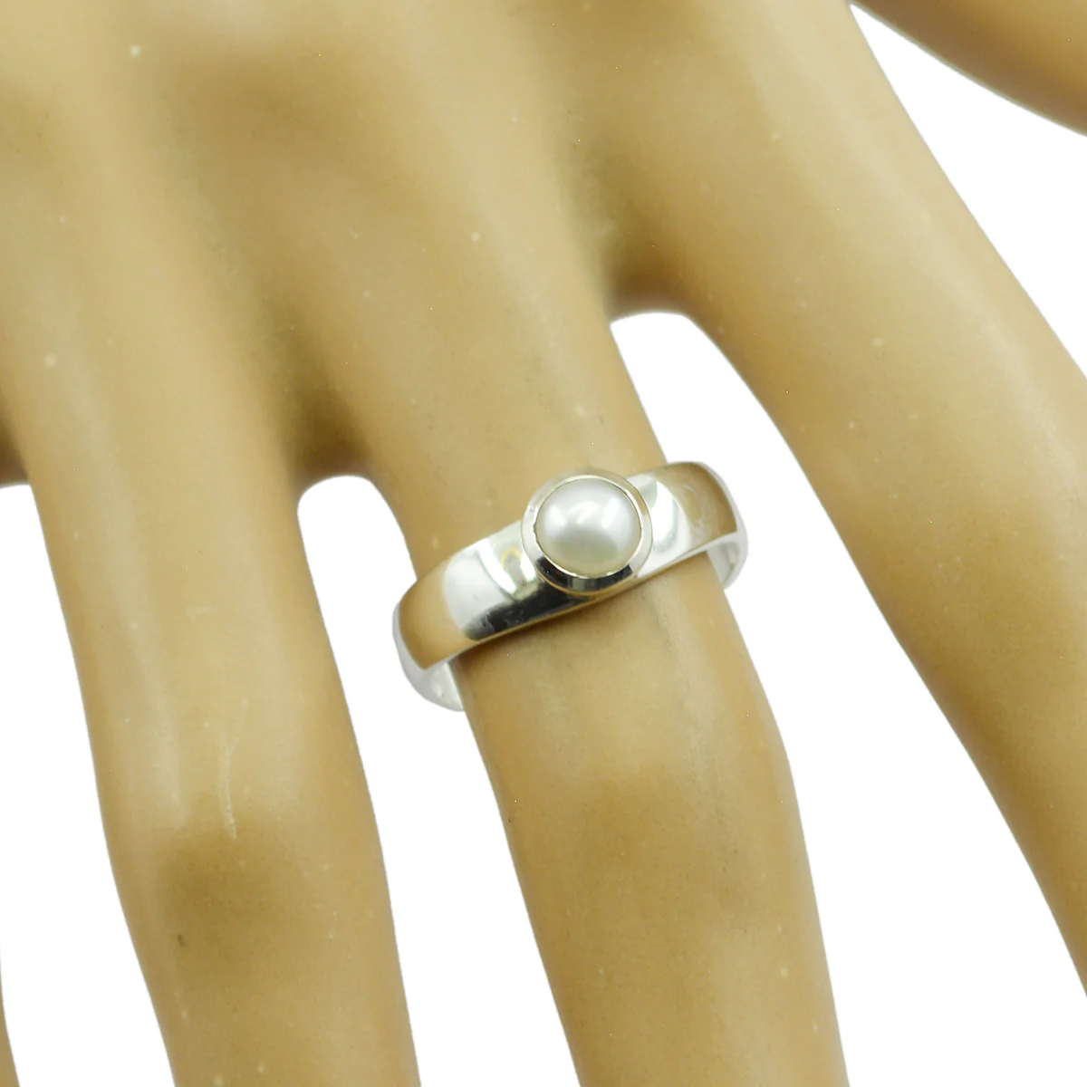 Pearl Solitaire Turkish Silver White Gemstone Whisper-thin Abstract Ring Jewellery - Image 3