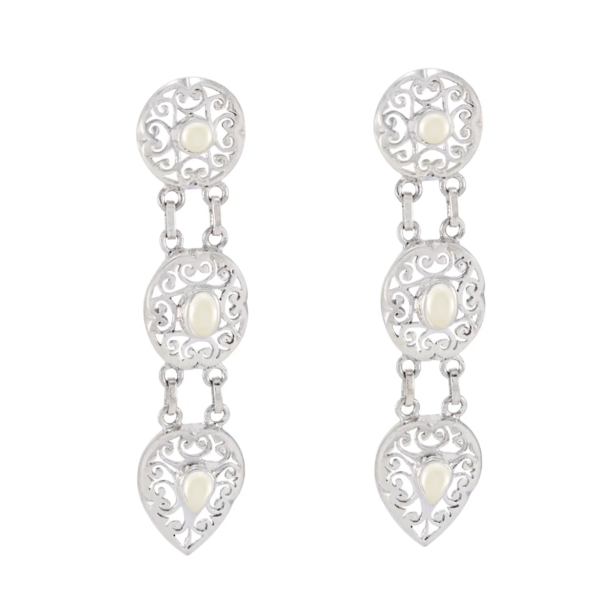 Pearl Spanish Isabella Trilogy Stud White 925 Silver Earring