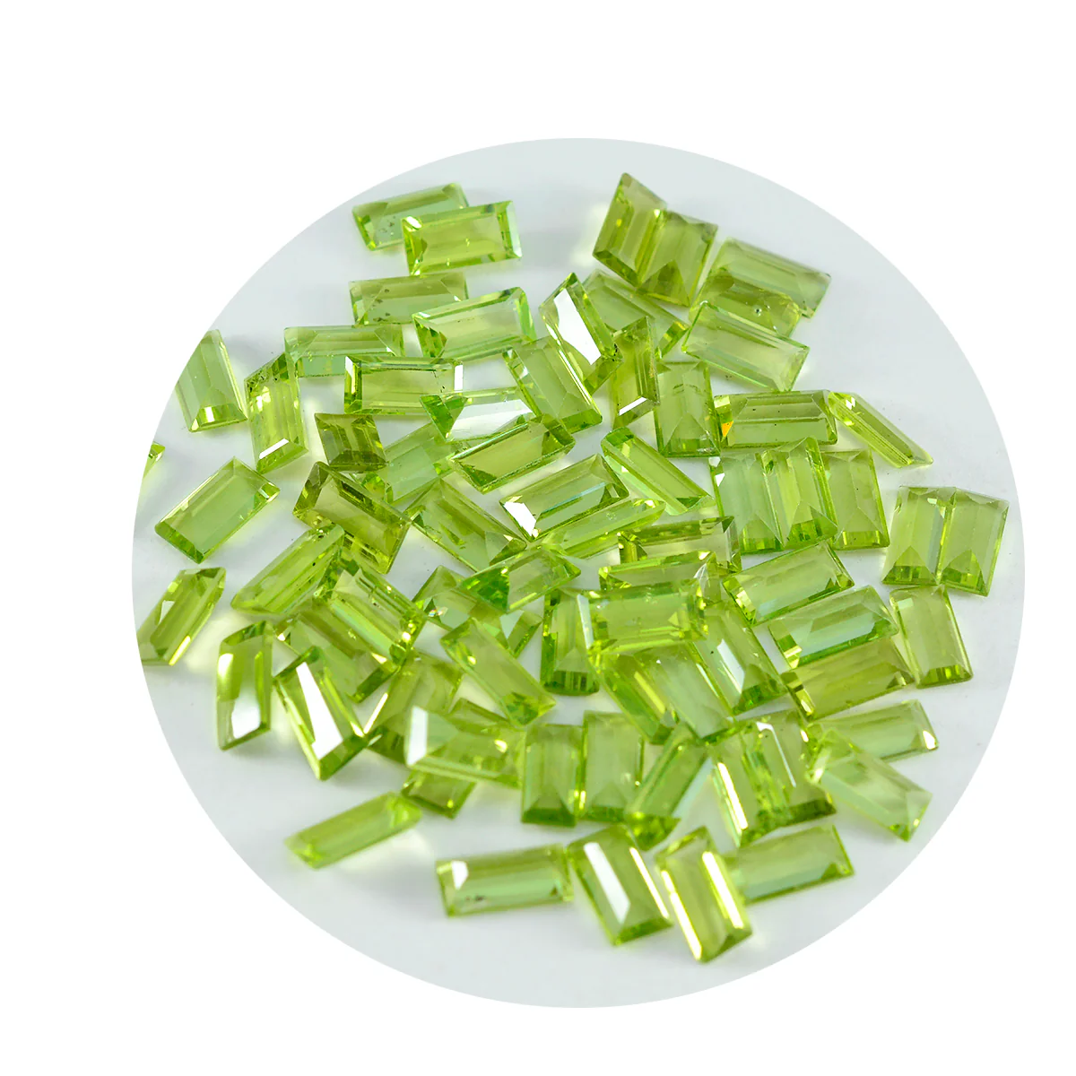 Peridot 1PC Tiny 4x8 MM Baguette Faceted Green Splendid Semi Precious Gems - Image 2