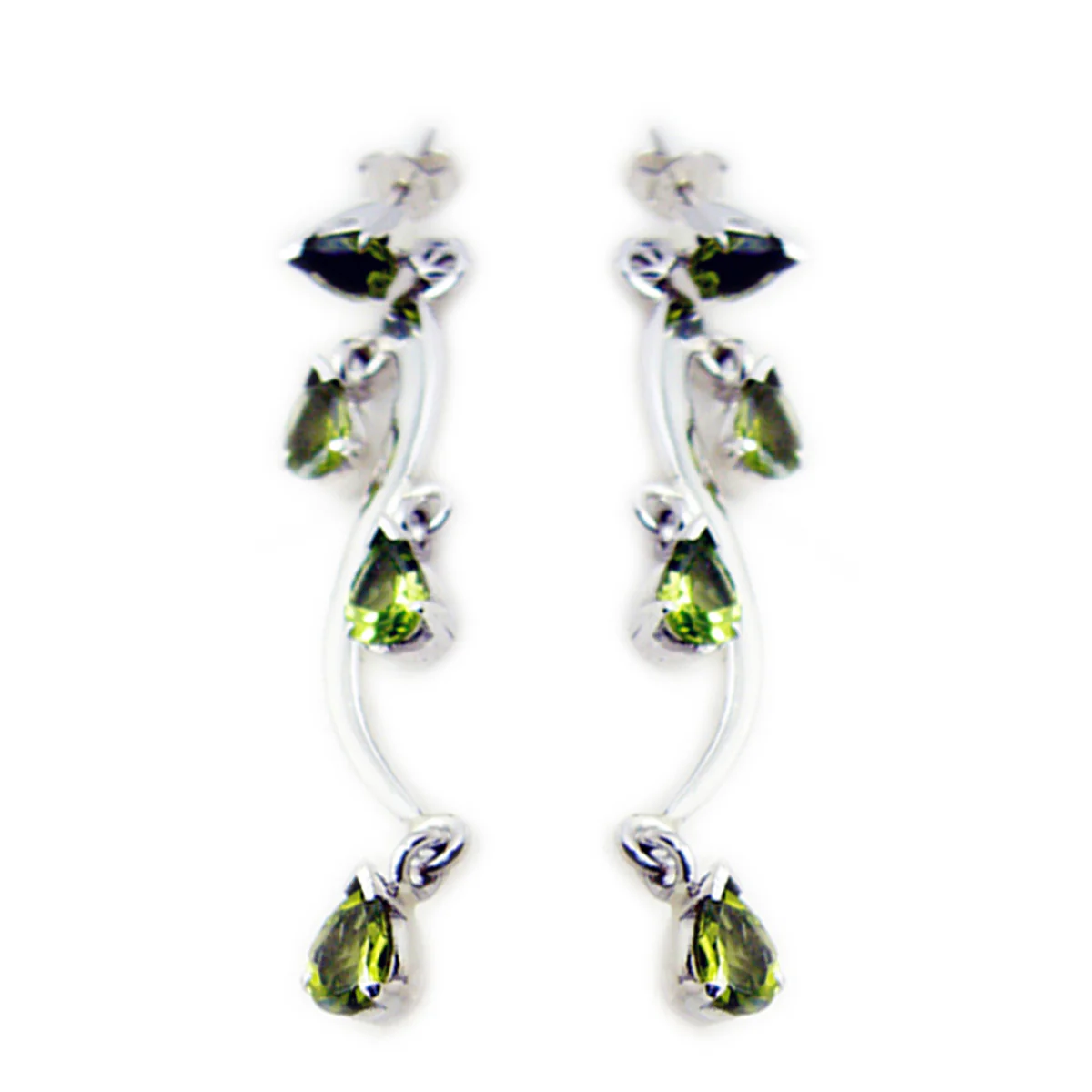 Peridot African Rebeca multiple Stud Green 925 Silver Earring