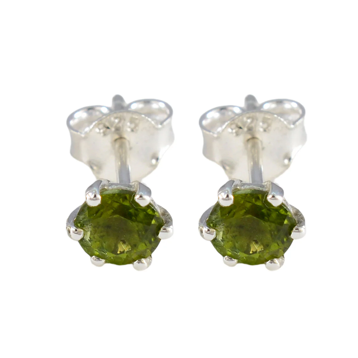 Peridot American Aiko Solitaire Stud Green 925 Sterling Silver Earring
