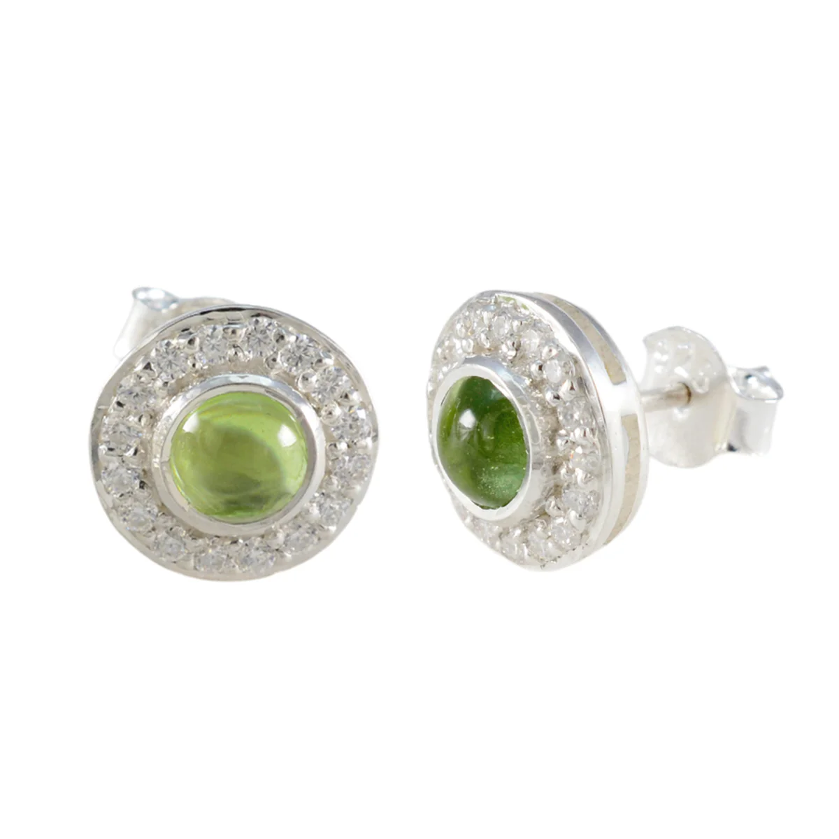 Peridot American Lourdes Solitaire Stud Green 925 Silver Earring - Image 2