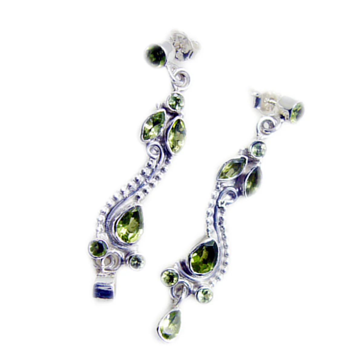 Peridot Australian Ayaka multiple Dangle Green 925 Sterling Silver Earring - Image 2