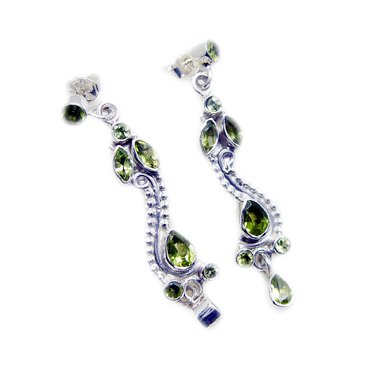Peridot Australian Ayaka multiple Dangle Green 925 Sterling Silver Earring - Image 3