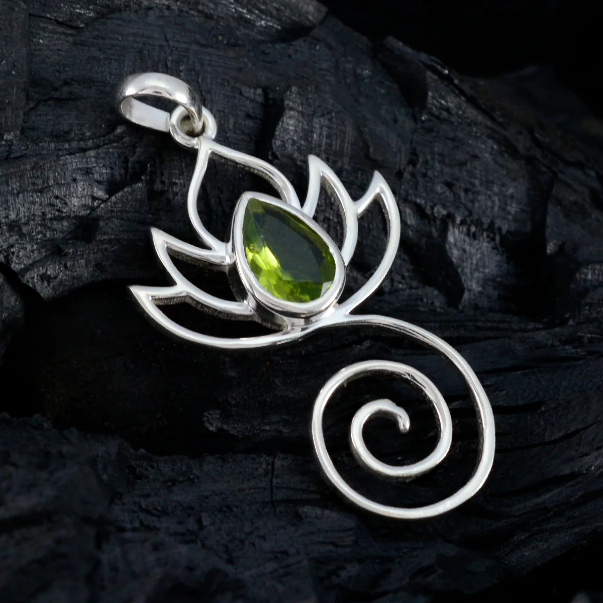 Peridot Dainty Italian Sterling Silver Solitaire Fernanda Rope-Wire Green Pendant Jewellery - Image 3