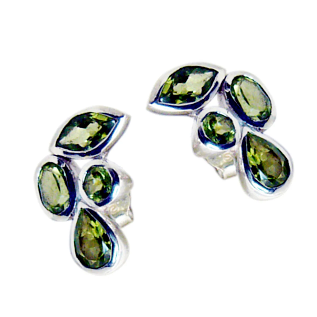 Peridot Egyptian Inès multiple Stud Green 92.5 Silver Earring - Image 2