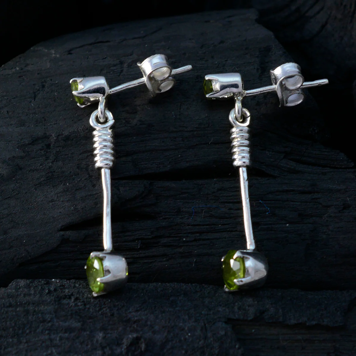 Peridot Egyptian Laura multiple Stud Green 925 Sterling Silver Earring - Image 4