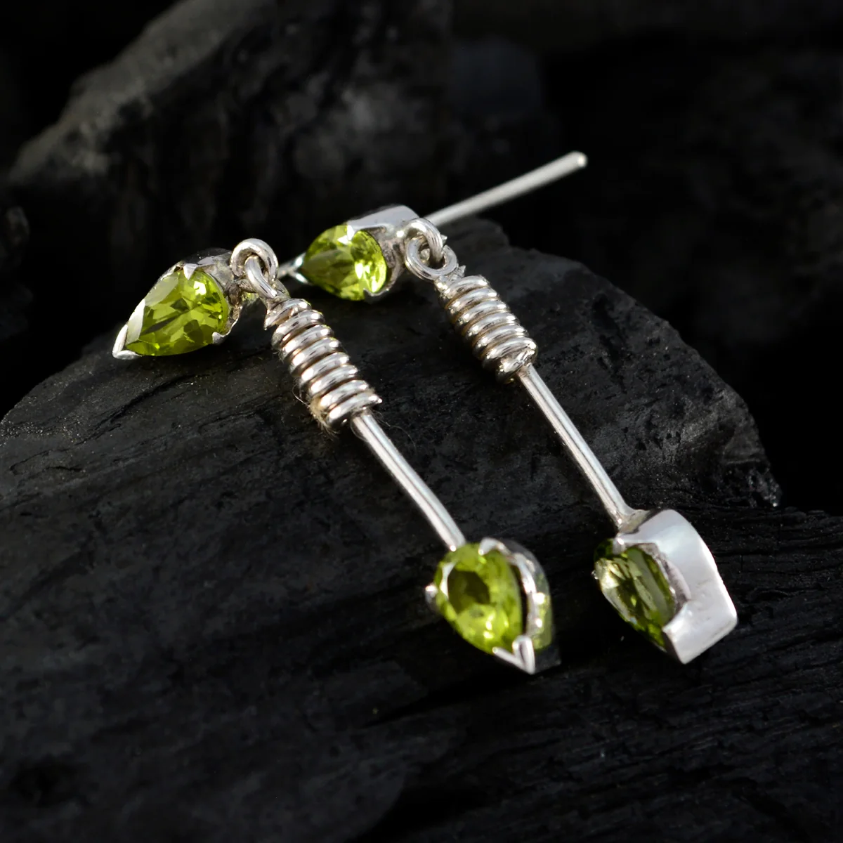 Peridot Egyptian Sara multiple Stud Green 925 Silver Earring - Image 4