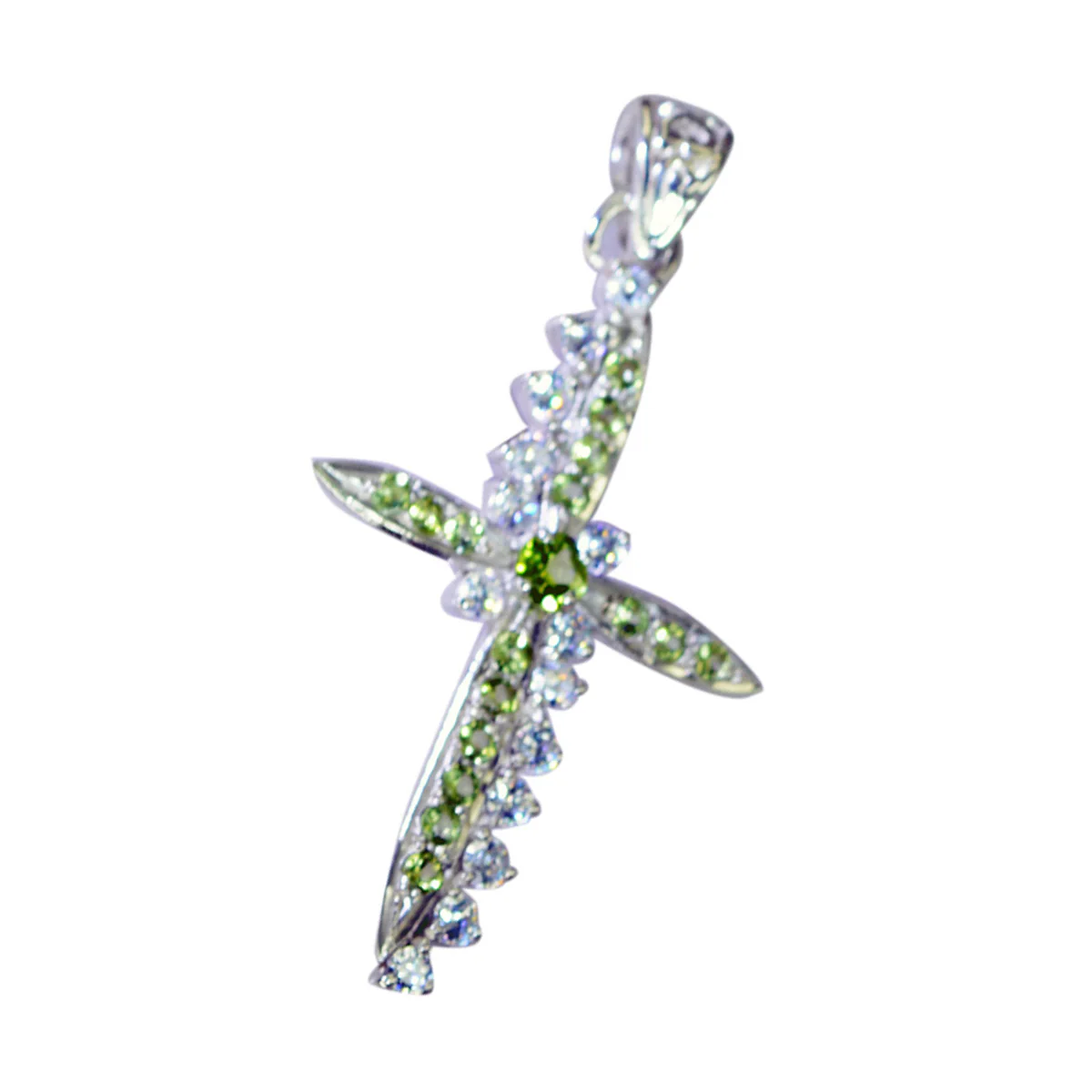 Peridot Essential Indian 92.5 Silver multiple Angel Graceful Green Pendant Jewellery - Image 3
