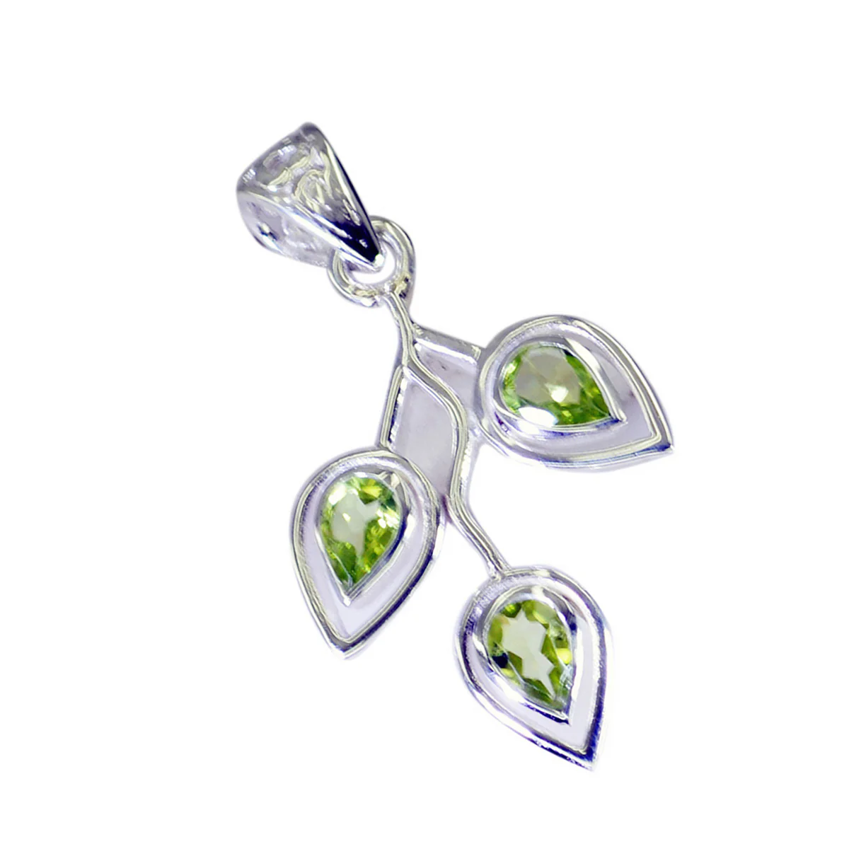 Peridot Eye-catching American Sterling Silver Trilogy Lucia Modern Green Pendant Jewellery - Image 2