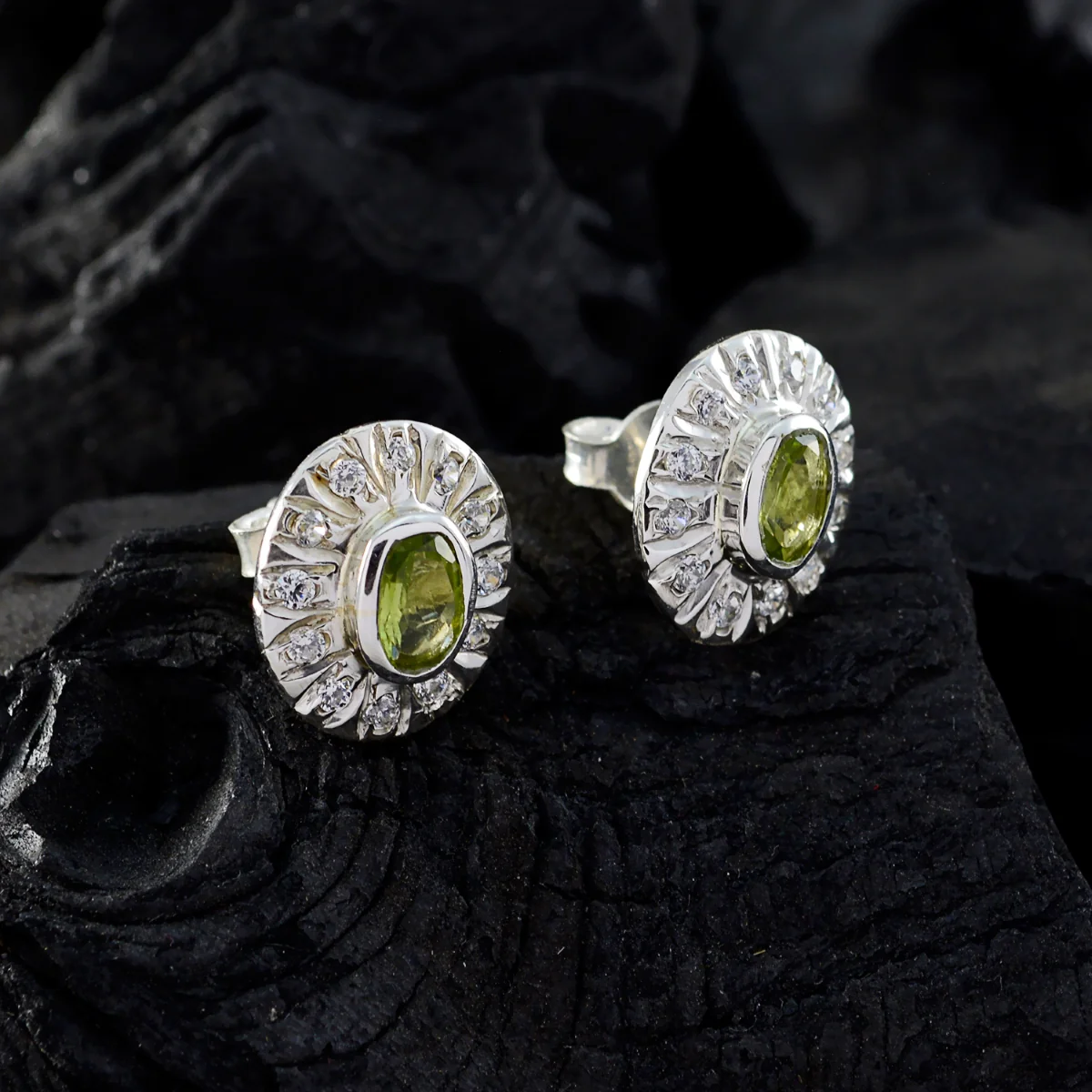 Peridot French Dayana multiple Stud Green 92.5 Silver Earring - Image 2