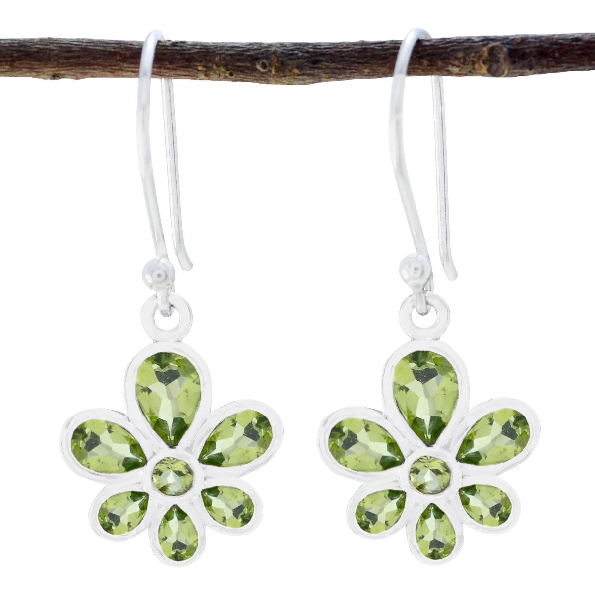 Peridot French Nora multiple Dangle Green 925 Sterling Silver Earring