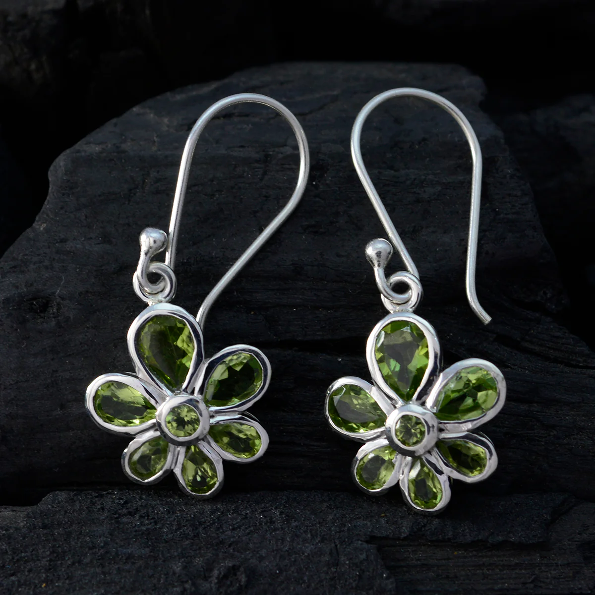 Peridot French Nora multiple Dangle Green 925 Sterling Silver Earring - Image 2