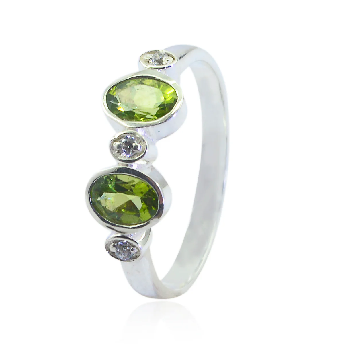 Peridot Halo American 92.5 Silver Green Gems Dainty Trendy Ring Jewelry - Image 3