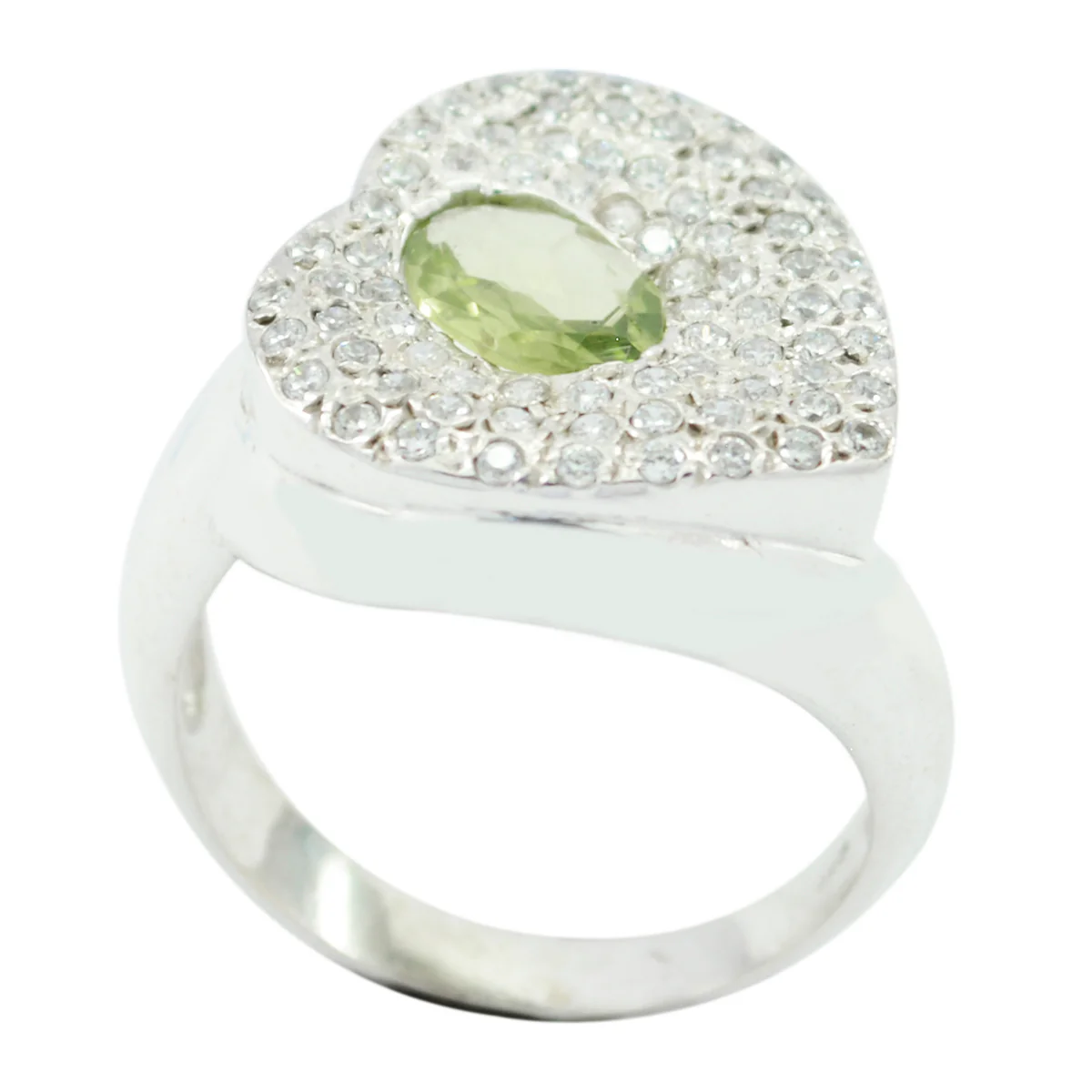 Peridot Halo German 92.5 Silver Green Gemstones Eye-catching Contemporary Ring Jewelry