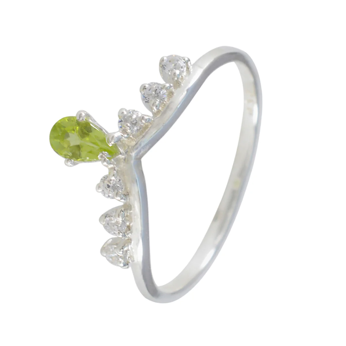 Peridot Halo Japanese 92.5 Silver Green Gemstones Minimalist Trendy Ring Jewelry - Image 3