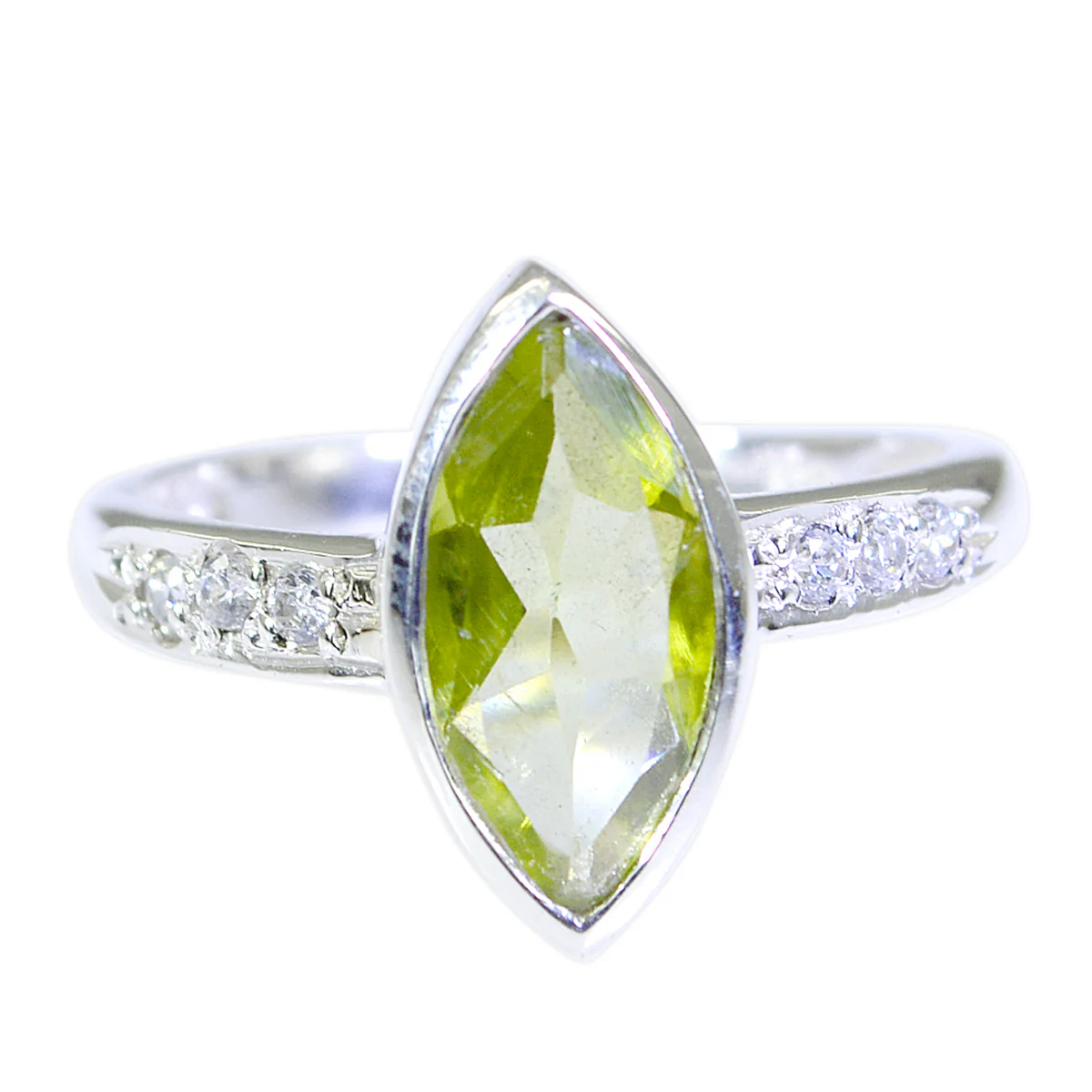 Peridot Halo Japanese 925 Silver Green Gemstones Dainty Romantic Ring Jewelry - Image 2