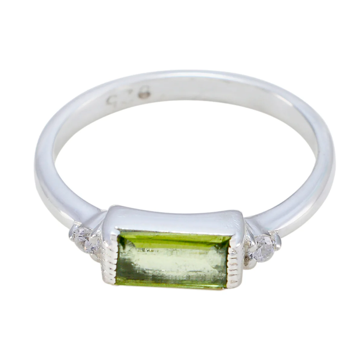 Peridot Halo Korean 925 Sterling Silver Green Gemstones Delicate Romantic Ring Jewelry
