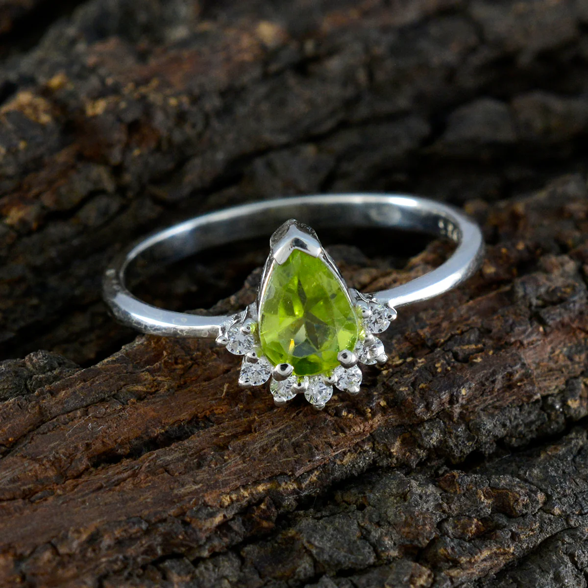 Peridot Halo Turkish Sterling Silver Green Gemstone Delicate Fairytale Ring Jewellery - Image 3