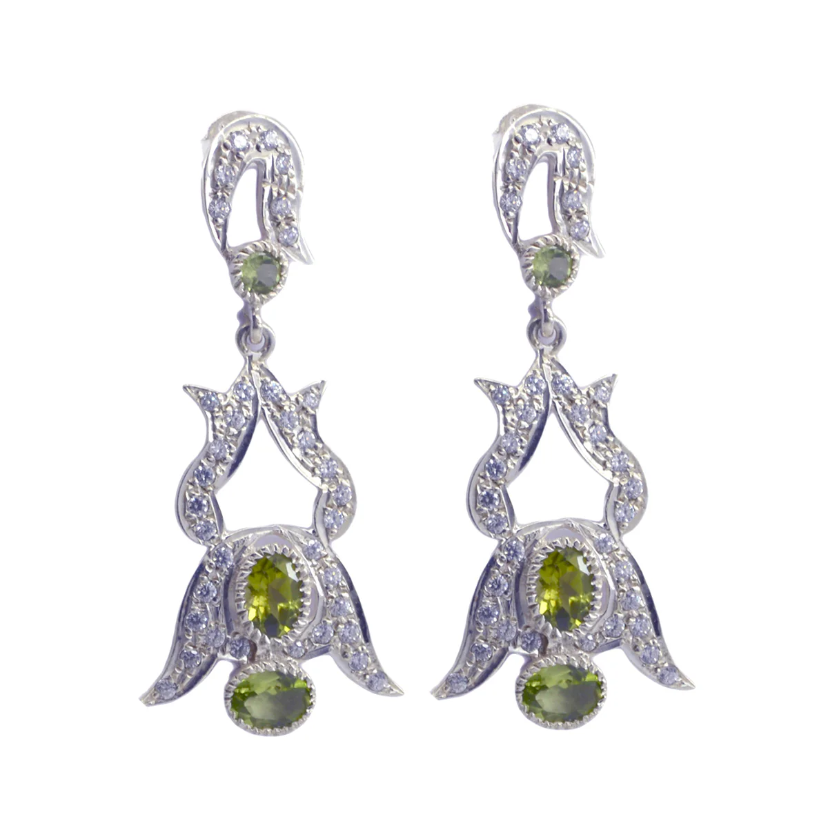 Peridot Indian Riya multiple Stud Green 92.5 Silver Earring