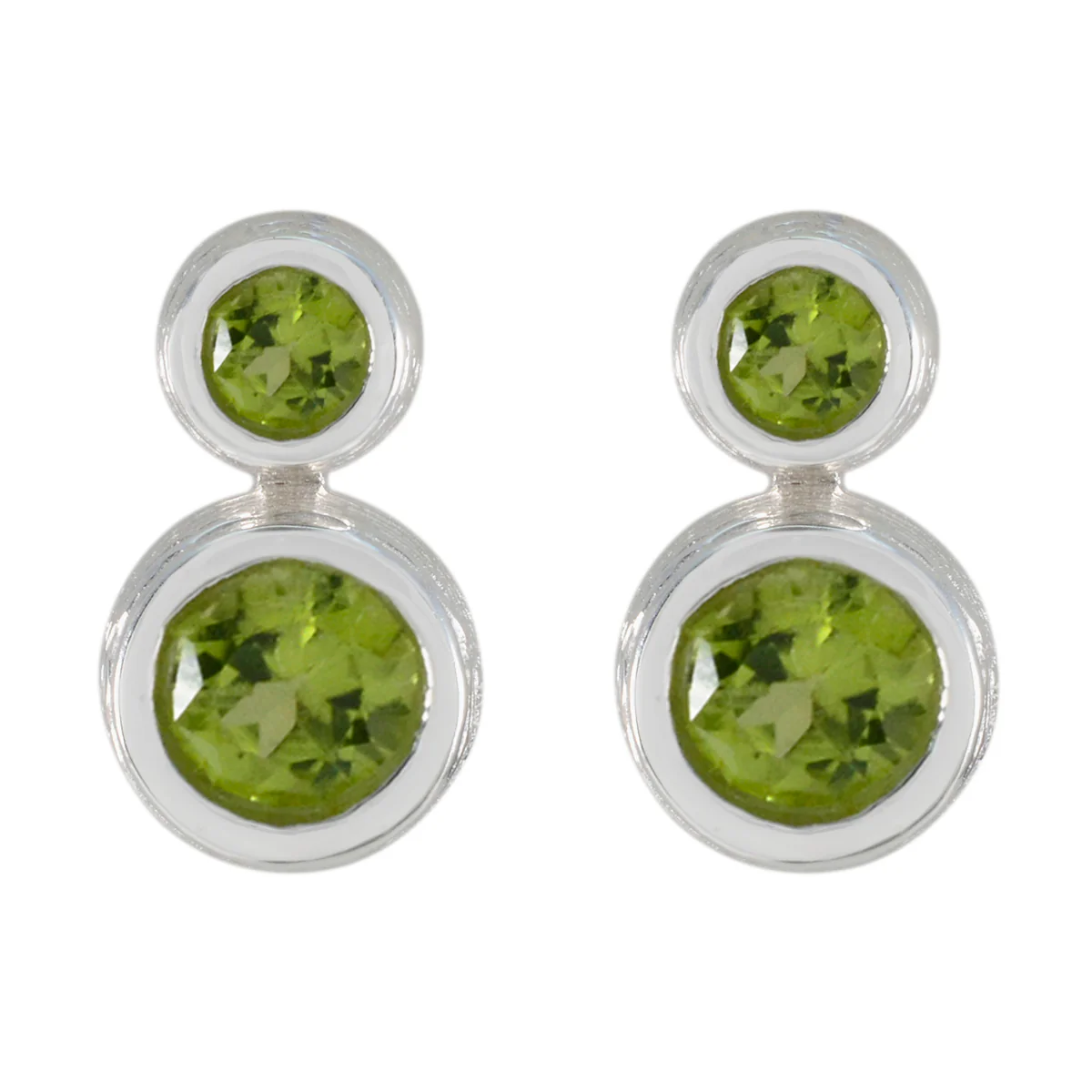 Peridot Italian Ellie Toi et Moi Stud Green Sterling Silver Earring