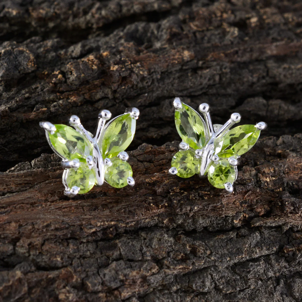 Peridot Italian Ines quarter Stud Green 925 Sterling Silver Earring - Image 3