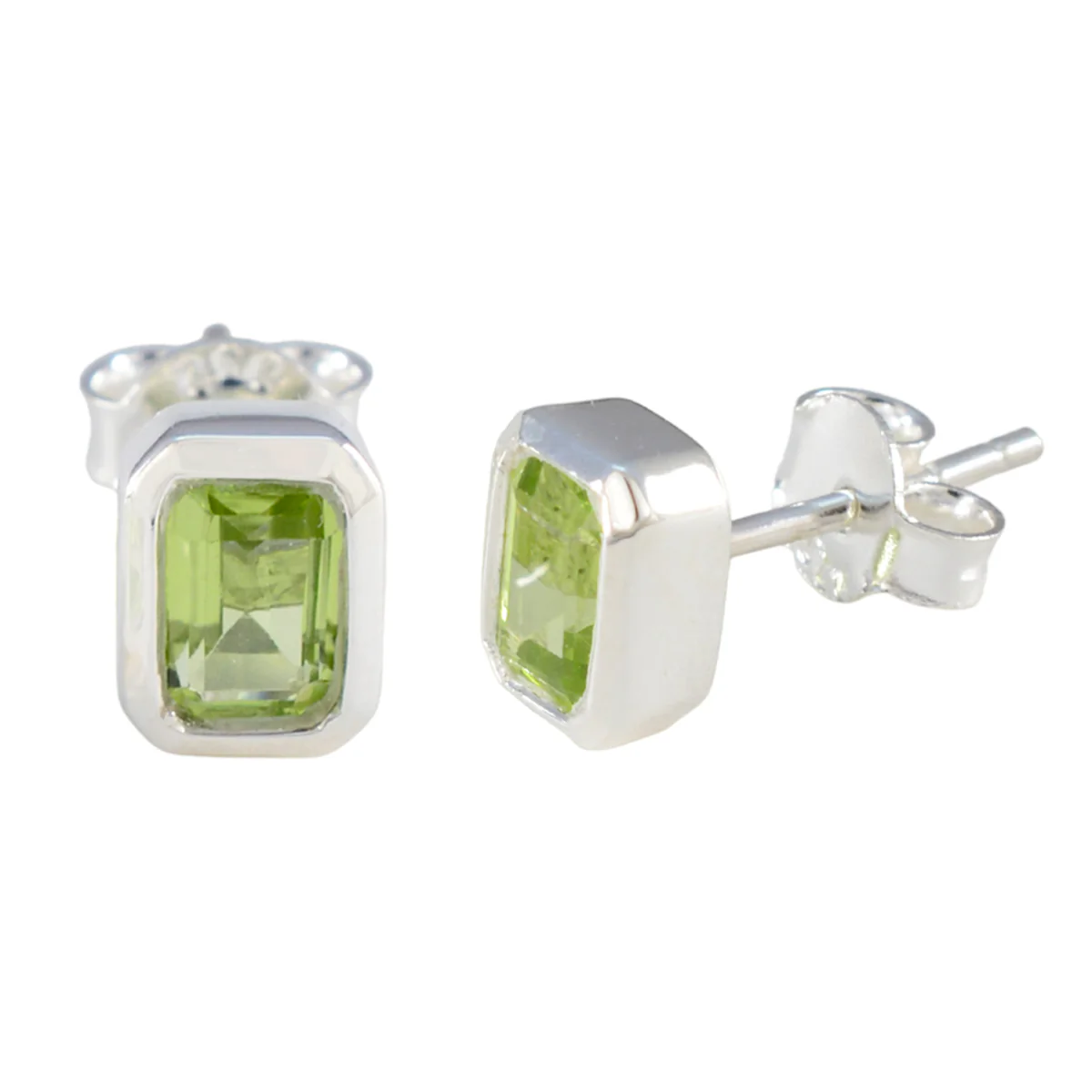 Peridot Italian Mariana Solitaire Stud Green 925 Silver Earring - Image 2