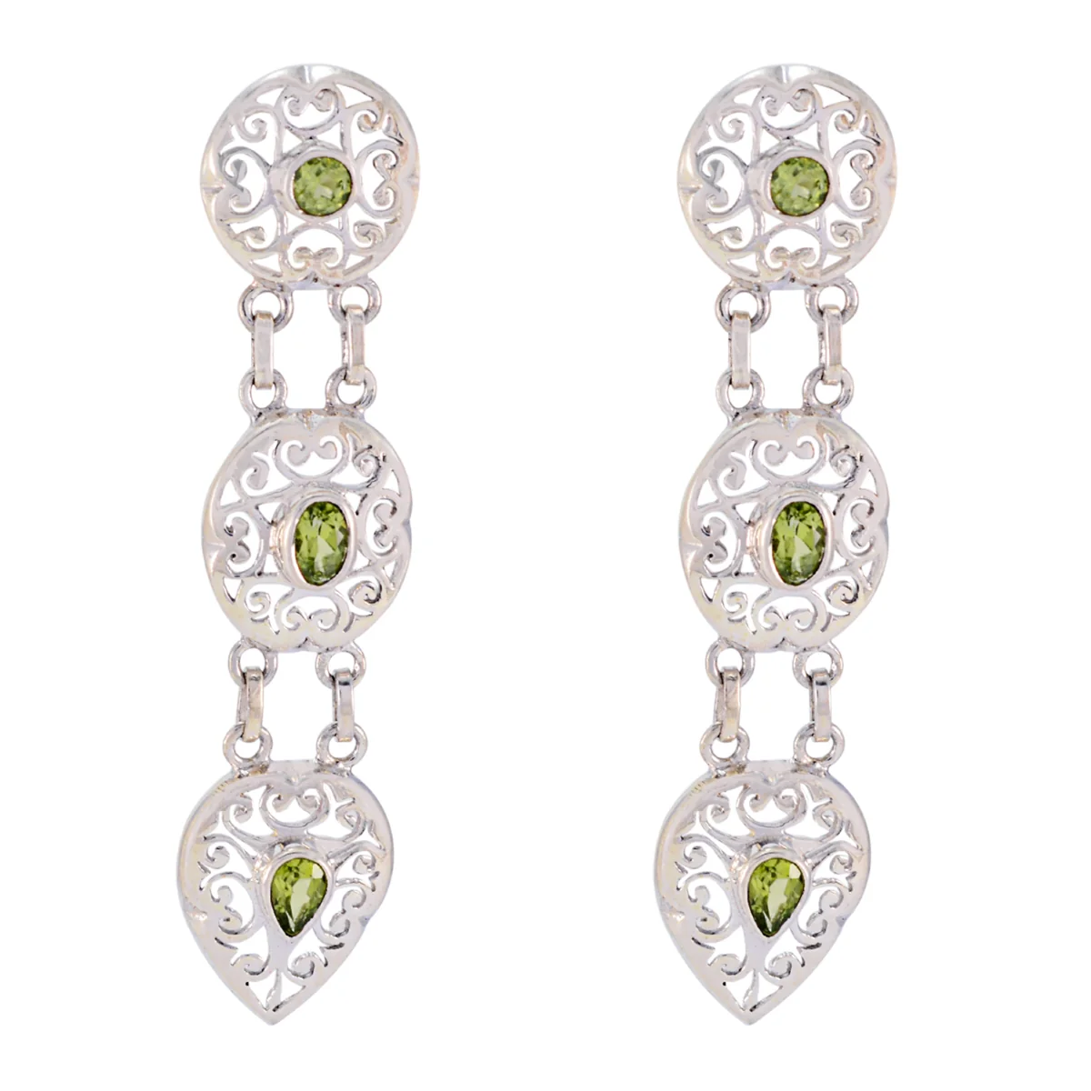 Peridot Italian Mathilde multiple Stud Green 925 Sterling Silver Earring