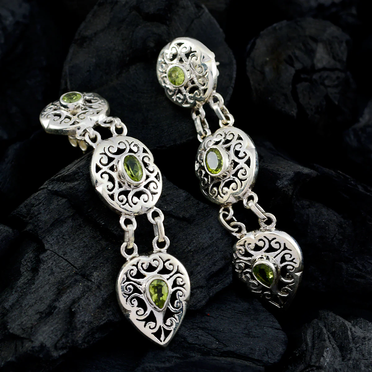 Peridot Italian Mathilde multiple Stud Green 925 Sterling Silver Earring - Image 2