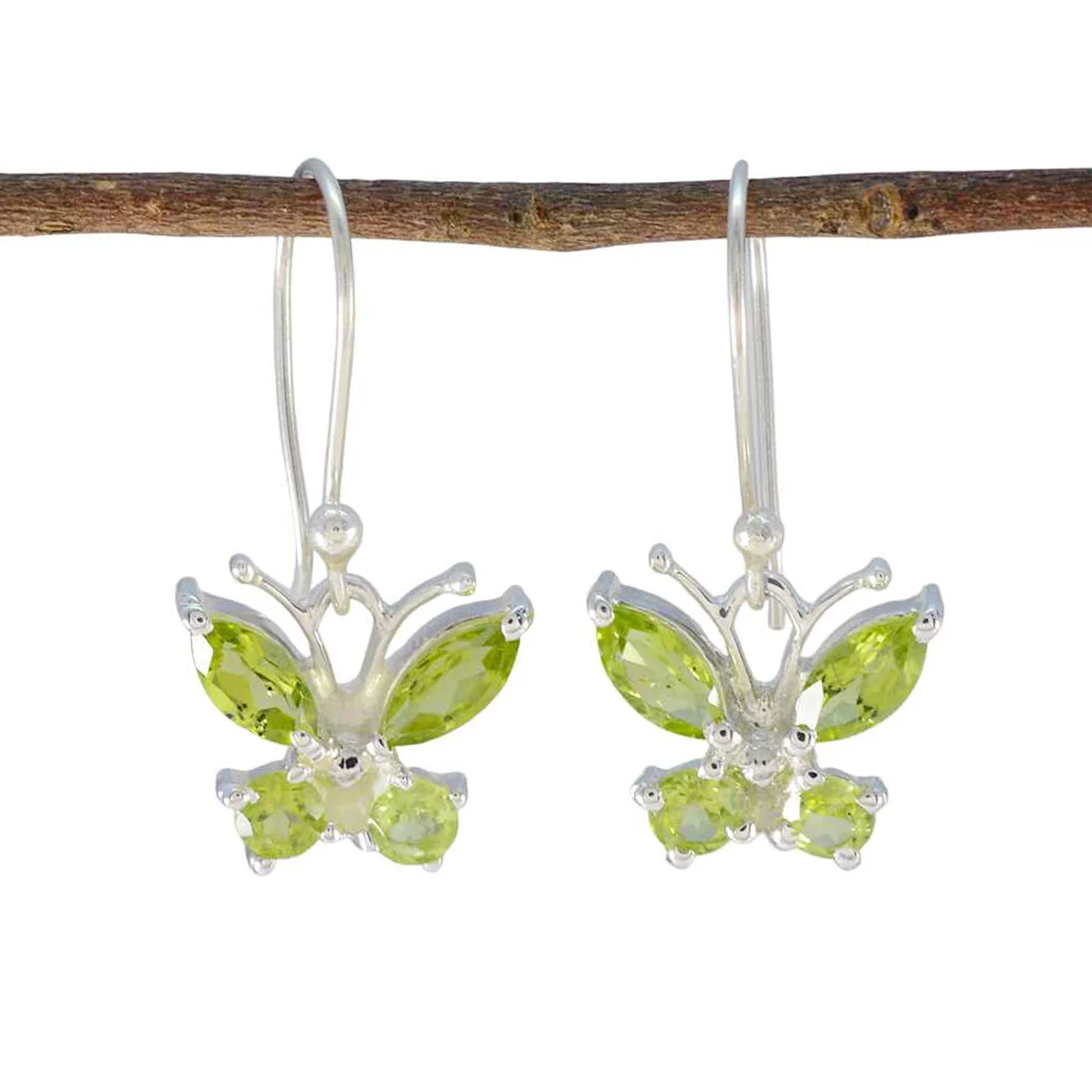 Peridot Japanese Luna multiple Dangle Green 925 Sterling Silver Earring