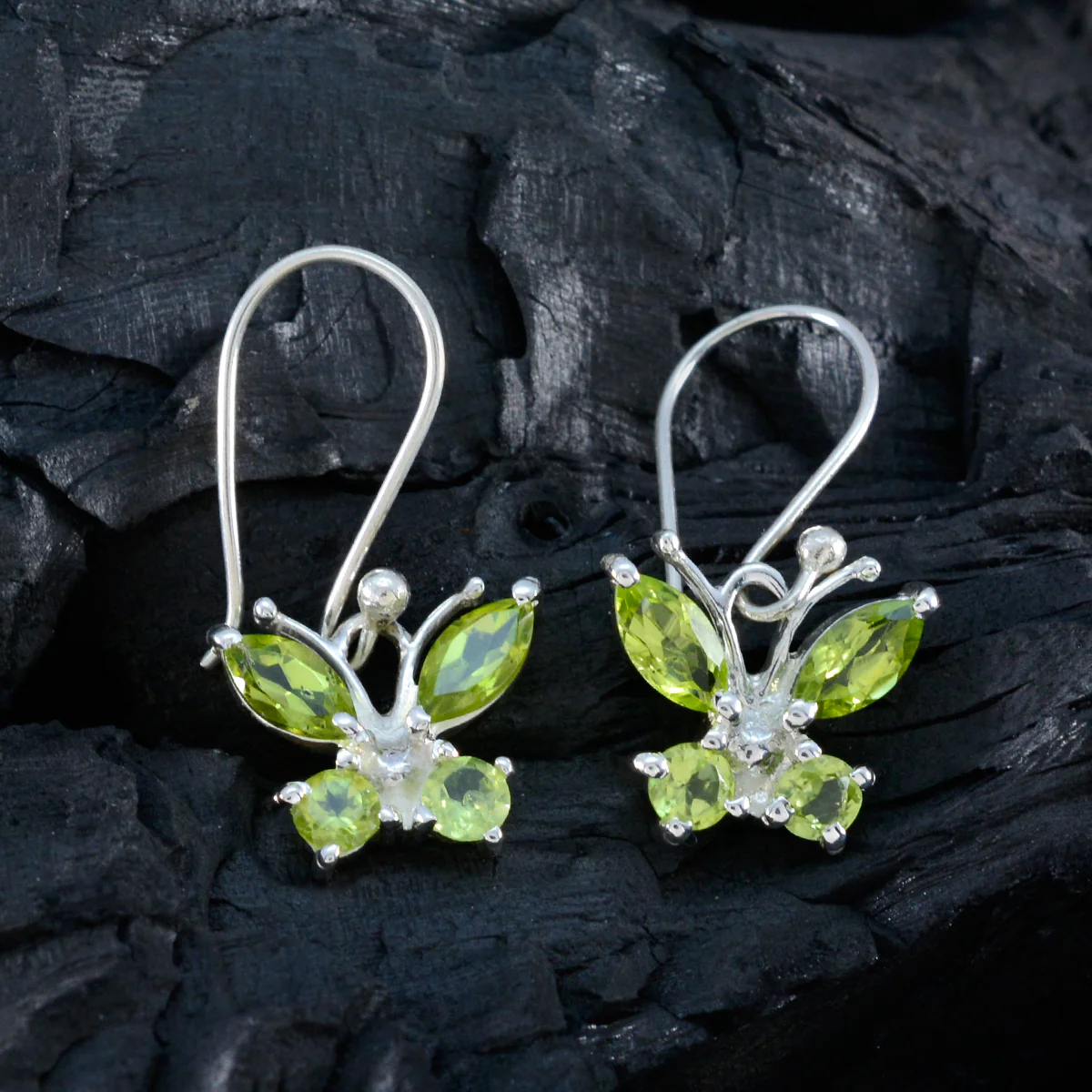 Peridot Japanese Luna multiple Dangle Green 925 Sterling Silver Earring - Image 4